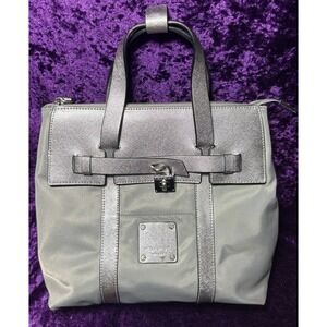 Henri Bendel Jetsetter Mini Convertible Backpack Gray Nylon Leather Trim